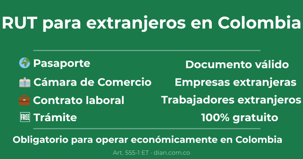 RUT para extranjeros en Colombia 2026 DIAN requisitos